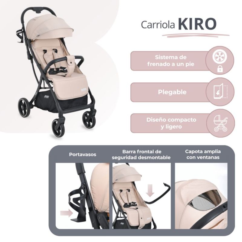 Carriola Bebé Dodo Baby Kiro Reclinable Plegable A Una Mano Beige