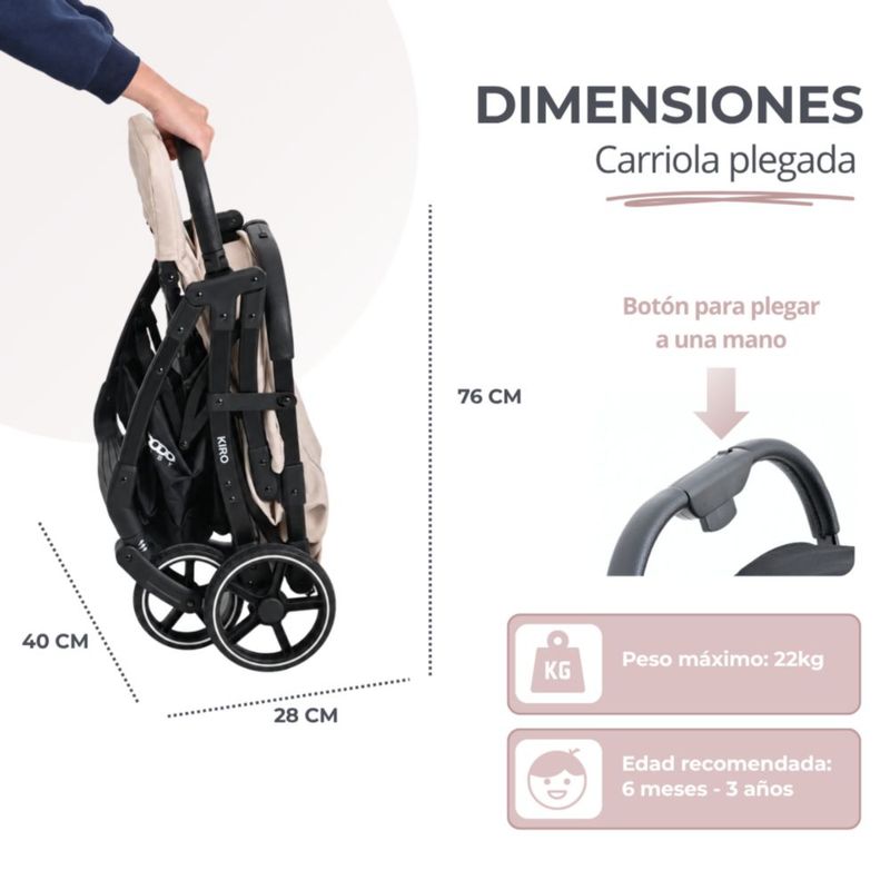 Carriola Bebé Dodo Baby Kiro Reclinable Plegable A Una Mano Beige