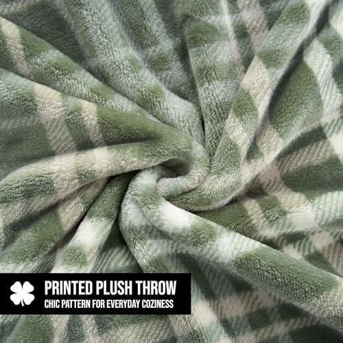 Manta Lucky Brand 127 x 178 cm a Cuadros Verde Oliva de Microfibra