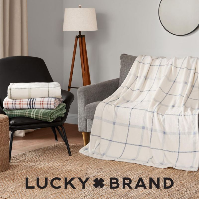 Manta Lucky Brand 127 x 178 cm a Cuadros Verde Oliva de Microfibra