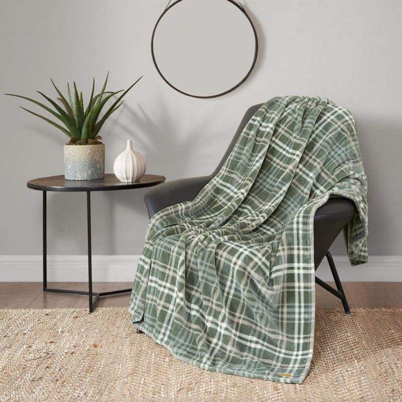 Manta Lucky Brand 127 x 178 cm a Cuadros Verde Oliva de Microfibra