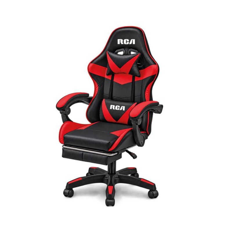 Silla Gamer Masajeador Reposapiés Reclinable Gaming Oficina Negro/Rojo