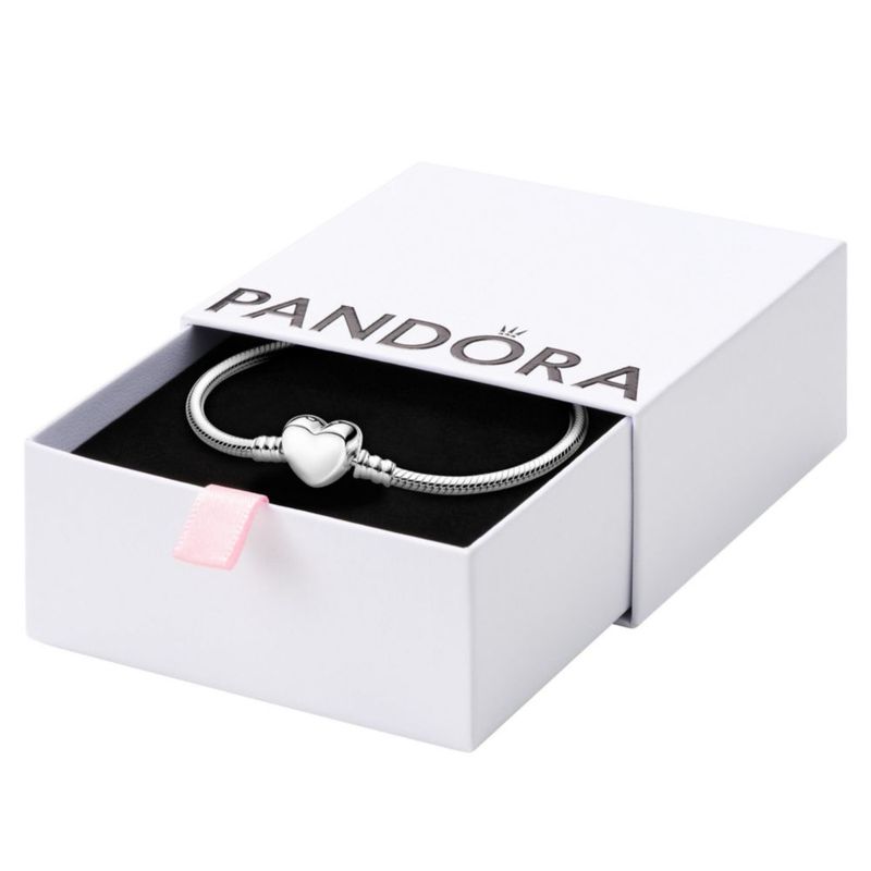 Pulsera PANDORA 23 cm Cierre de Corazón Cadena Serpentina