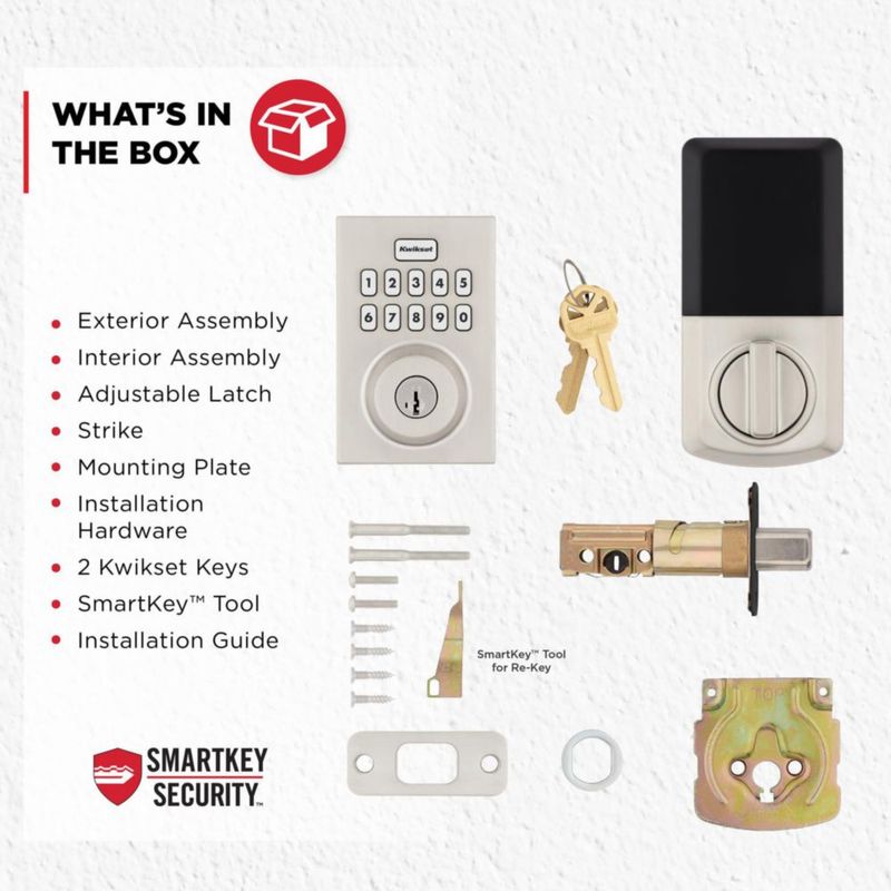 Cerradura electrónica Kwikset Powerbolt 250 de 10 botones níquel satinado