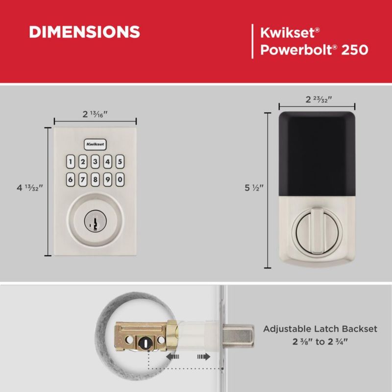 Cerradura electrónica Kwikset Powerbolt 250 de 10 botones níquel satinado
