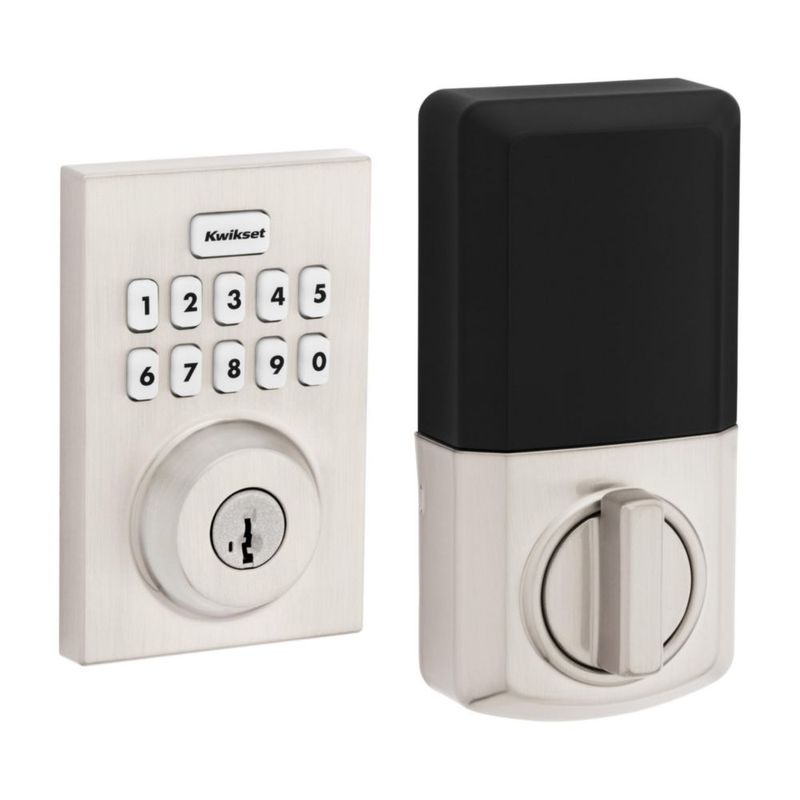 Cerradura electrónica Kwikset Powerbolt 250 de 10 botones níquel satinado