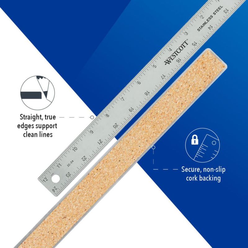 Regla Westcott 15 cm 30 cm 38 cm – Pack de 3 Acero Inoxidable