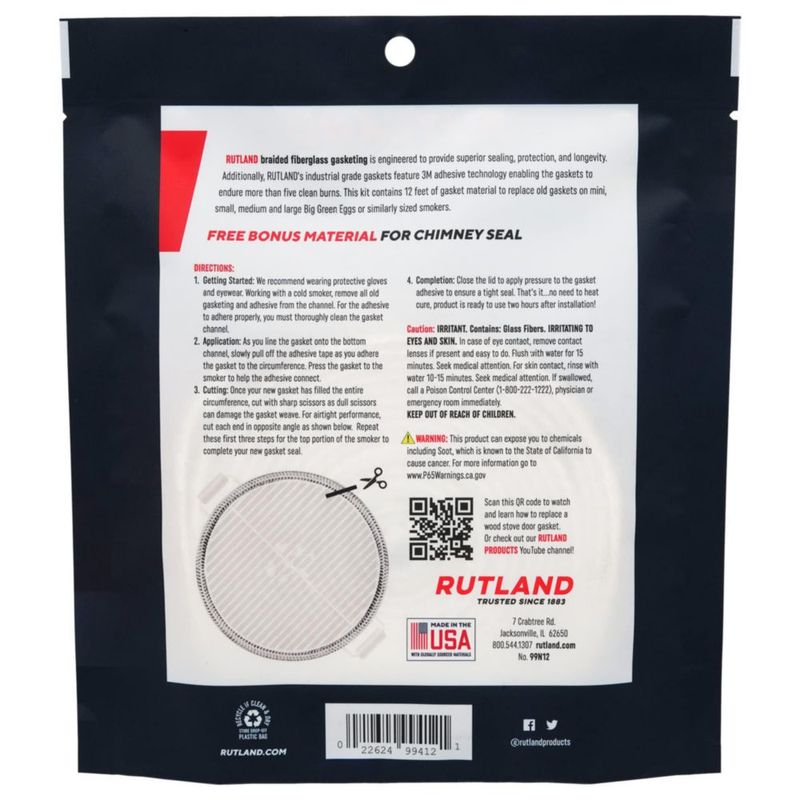 Junta para Ahumador RUTLAND PRODUCTS Grande/Mini 3/4" x 37 m