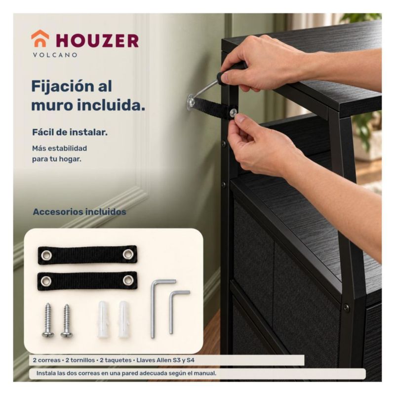 Set De 2 Buros Mesas De Noche 4 Cajones Organizador Acero Negro