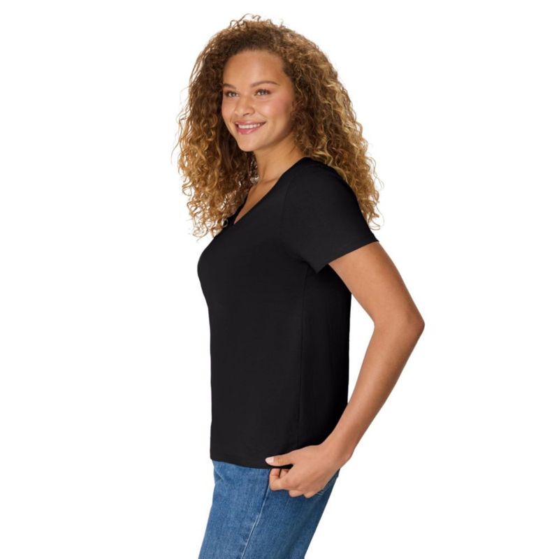 Camiseta Hanes Nano Cotton de cuello en V negra talla grande