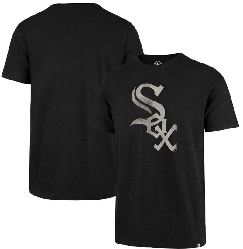 Camiseta 47 Brand White Sox negra talla grande con acabado desgastado