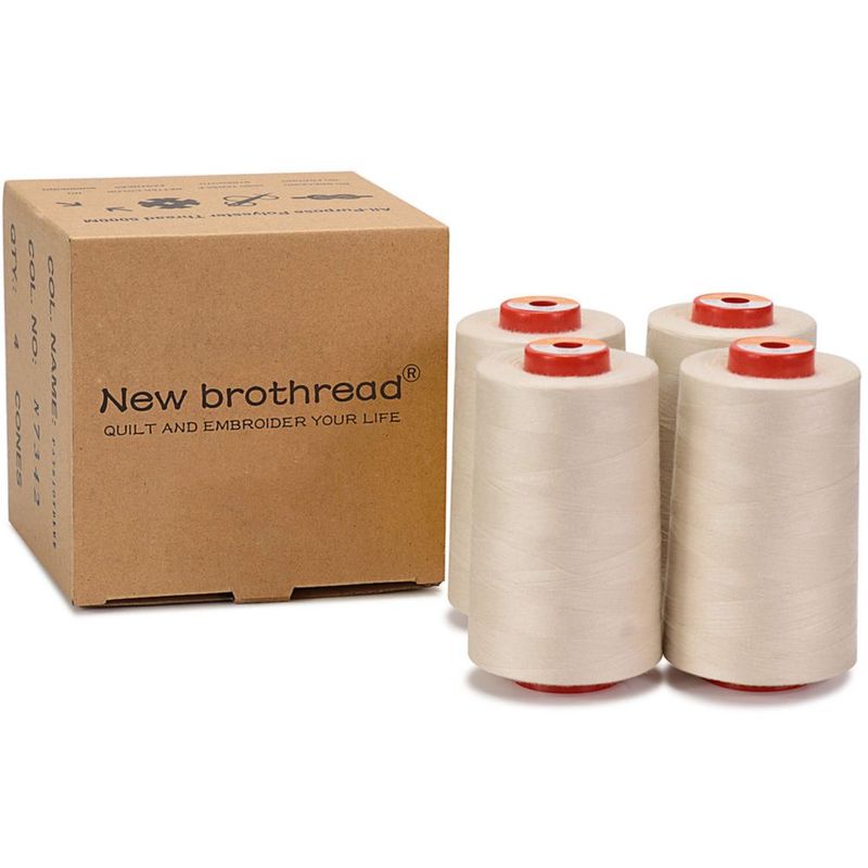Hilo de poliéster New brothread 22.000 yardas color crema
