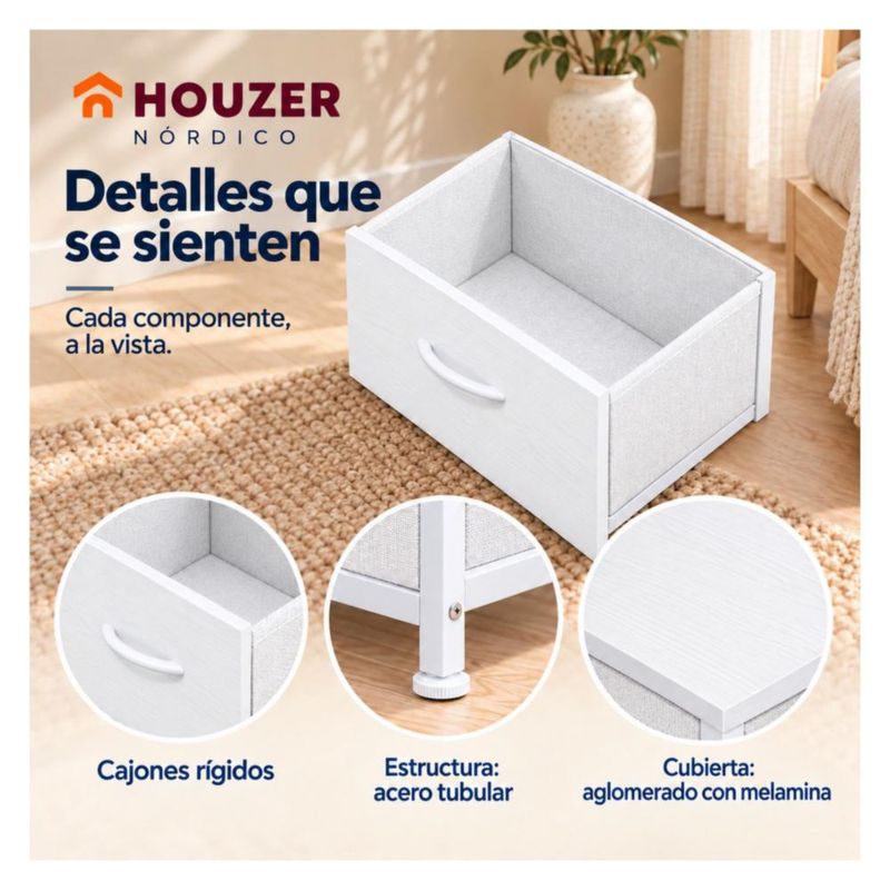 Set De 2 Buros Mesas De Noche 4 Cajones Organizador Acero Blanco