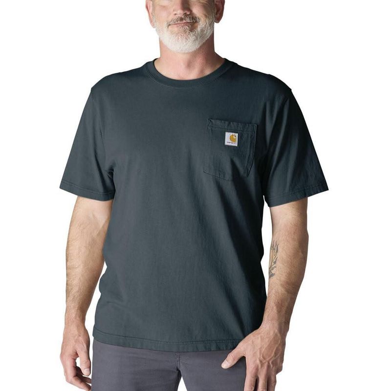 Camiseta Carhartt K87 talla grande alta con bolsillo verde azulado