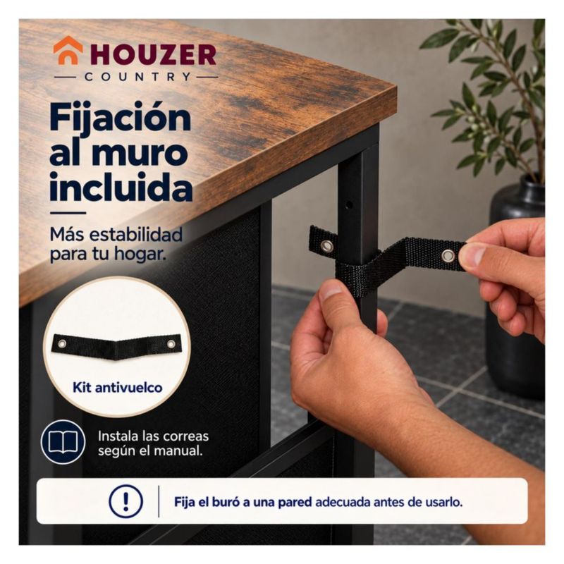 Set De 2 Buros Mesas De Noche 4 Cajones Organizador Acero Café