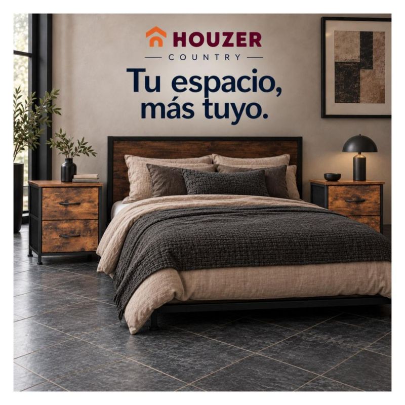 Set De 2 Buros Mesas De Noche 4 Cajones Organizador Acero Café
