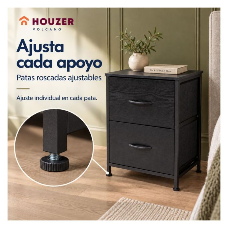 Set De 2 Buros Mesas De Noche 4 Cajones Organizador Acero Negro