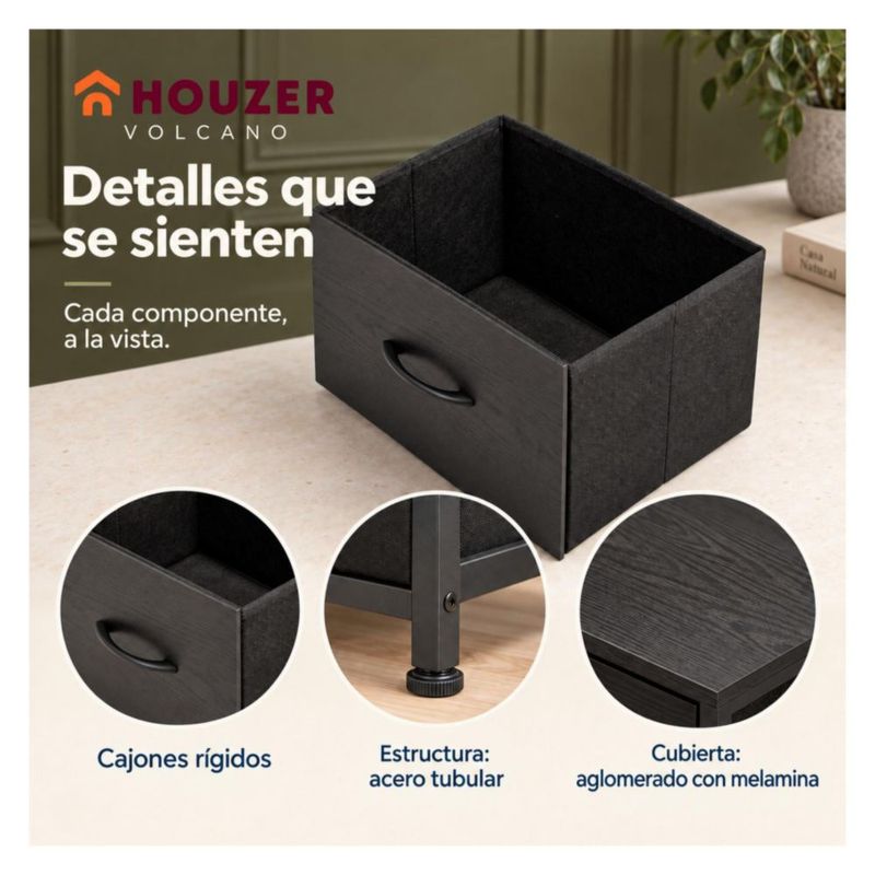 Set De 2 Buros Mesas De Noche 4 Cajones Organizador Acero Negro