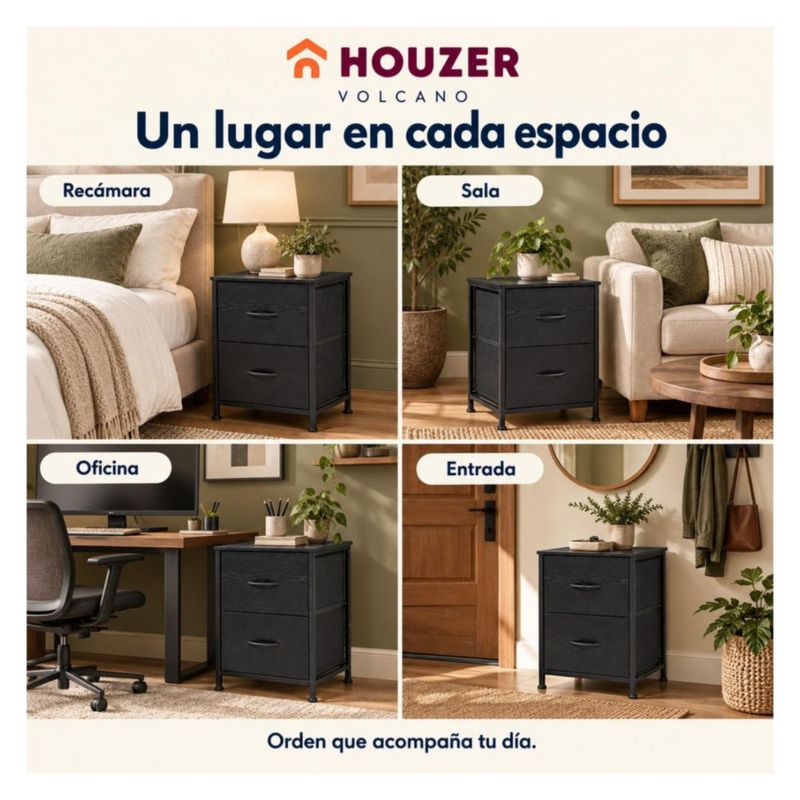 Set De 2 Buros Mesas De Noche 4 Cajones Organizador Acero Negro
