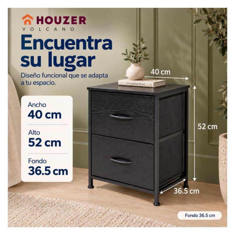 Set De 2 Buros Mesas De Noche 4 Cajones Organizador Acero Negro