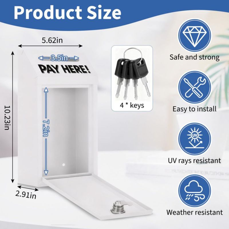 Caja de Dinero Hualleko 26 cm con Cerradura y Ranura (Blanca)