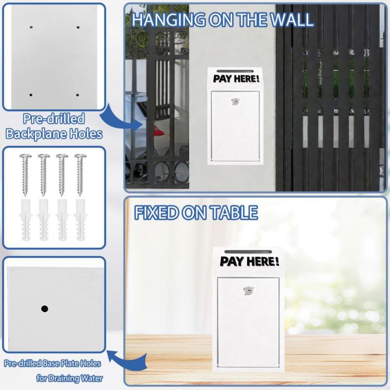 Caja de Dinero Hualleko 26 cm con Cerradura y Ranura (Blanca)