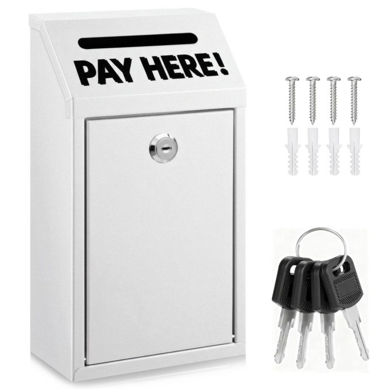 Caja de Dinero Hualleko 26 cm con Cerradura y Ranura (Blanca)