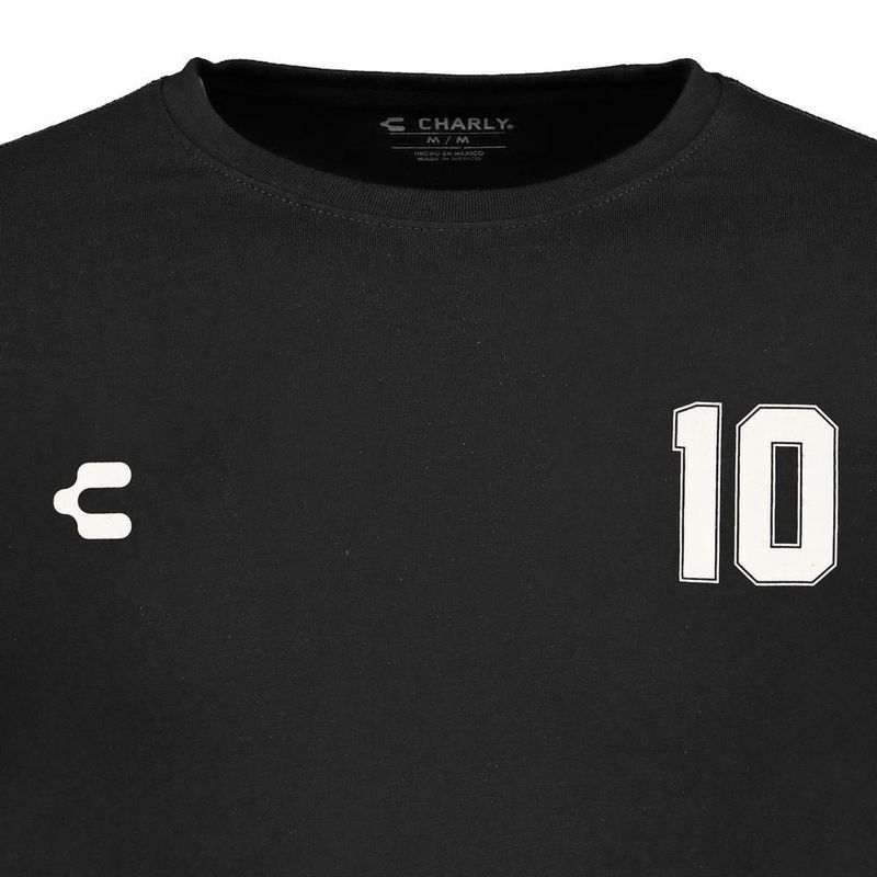 Playera charly leyendas 10 fútbol fan color negro para hombre