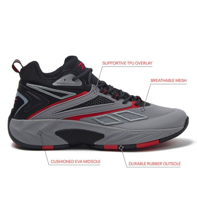 Zapatillas Reebok Zone Breaker 13 Aleación/Negro/Rojo