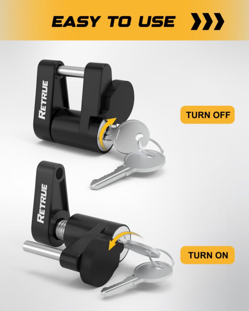 Candado para Acoplador de Enganche RETRUE 1/4" Negro 2 Llaves