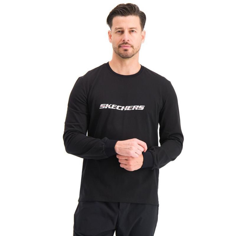 Playera manga larga skechers sport training negro para hombre amy028blk
