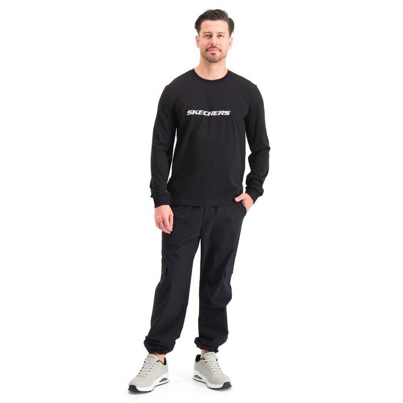 Playera manga larga skechers sport training negro para hombre amy028blk
