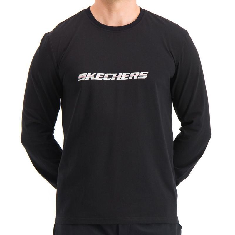 Playera manga larga skechers sport training negro para hombre amy028blk
