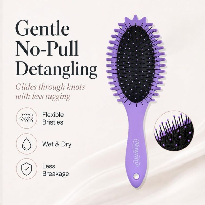 Set de Cepillos para el Cabello Nownity 2 Unidades Rosa y Morado