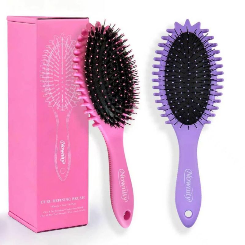 Set de Cepillos para el Cabello Nownity 2 Unidades Rosa y Morado