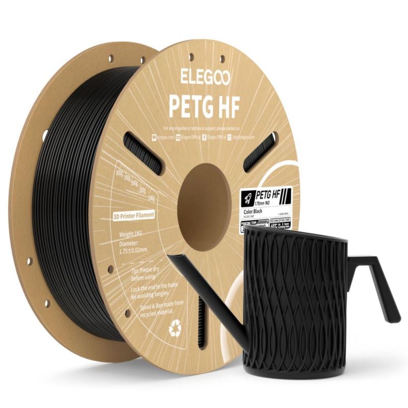 Filamento 3D ELEGOO PETG HF 175 mm Negro 1 kg