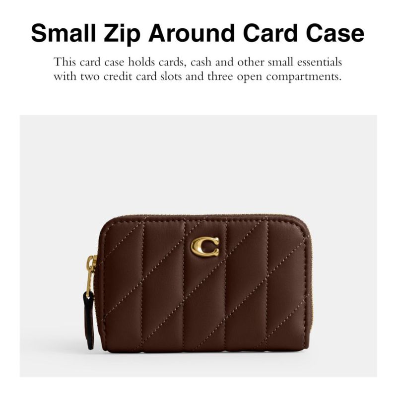 Cartera Coach Pequeña con Cremallera Envolvente y Acolchado Almohadillado