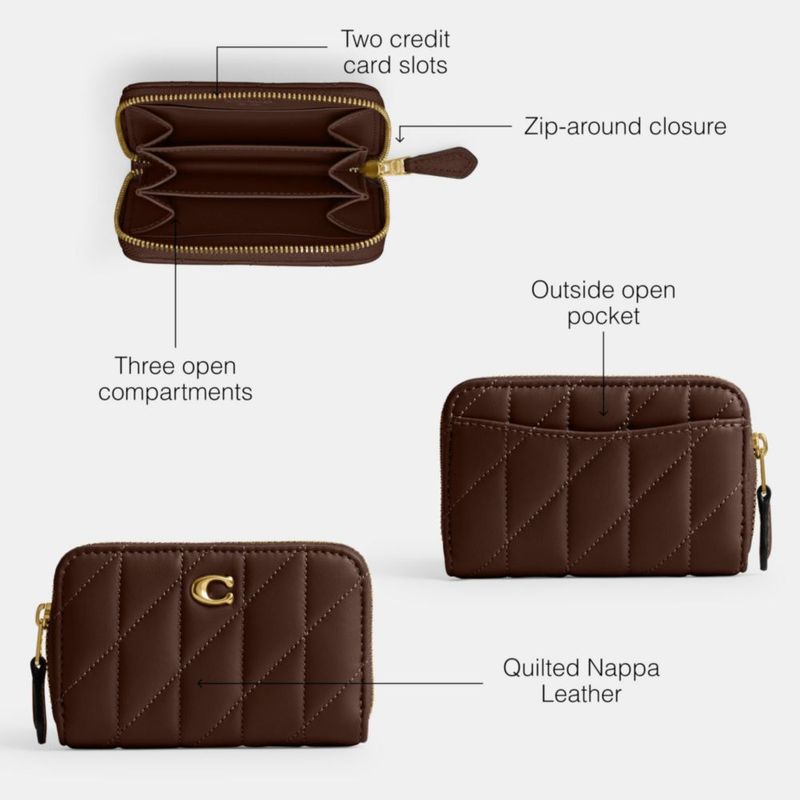 Cartera Coach Pequeña con Cremallera Envolvente y Acolchado Almohadillado