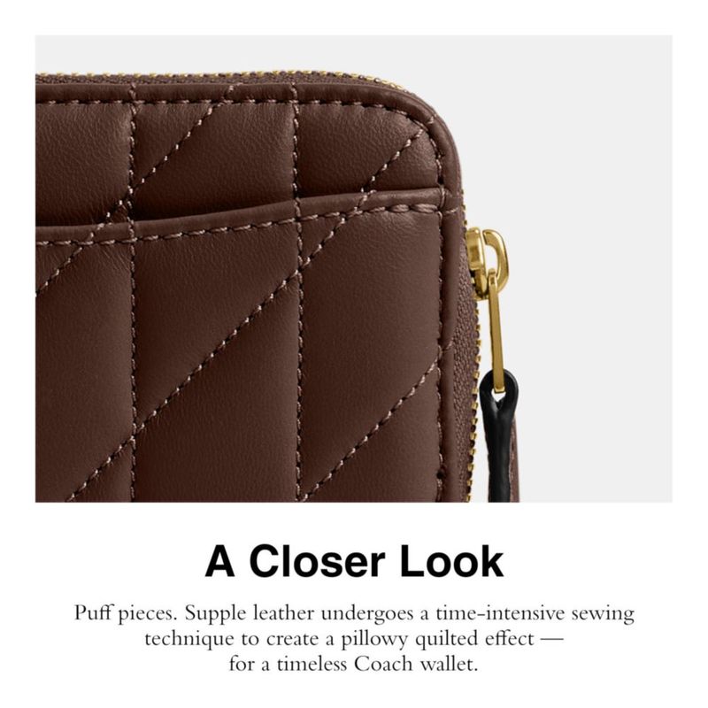 Cartera Coach Pequeña con Cremallera Envolvente y Acolchado Almohadillado