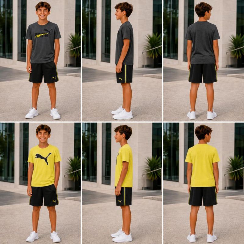 Conjunto PUMA para niños de 3 piezas: camiseta top sin mangas y short (talla 4‑16)