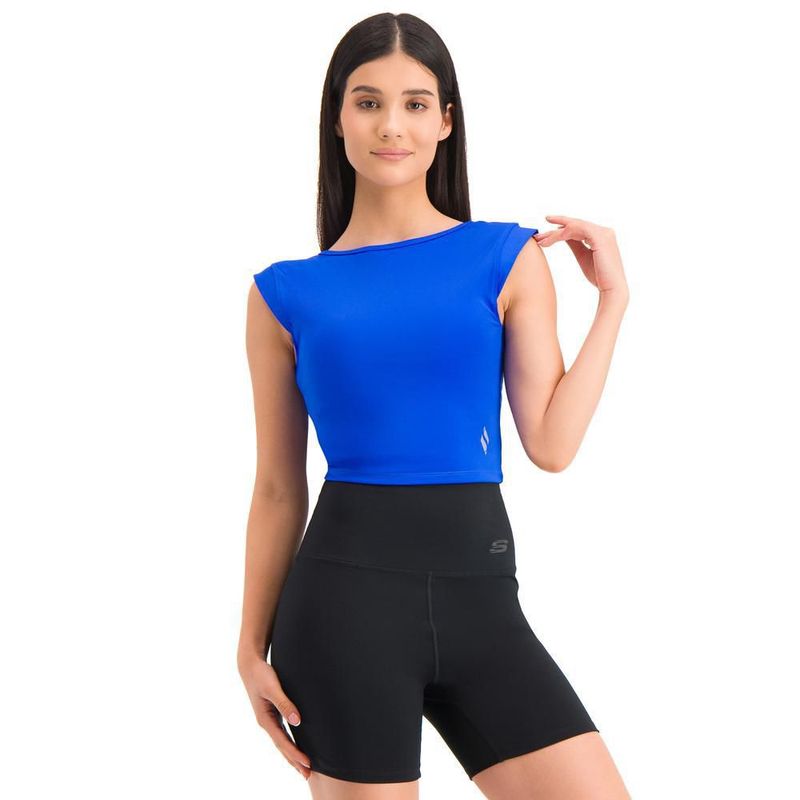 Playera skechers sport training azul para mujer awx076blw