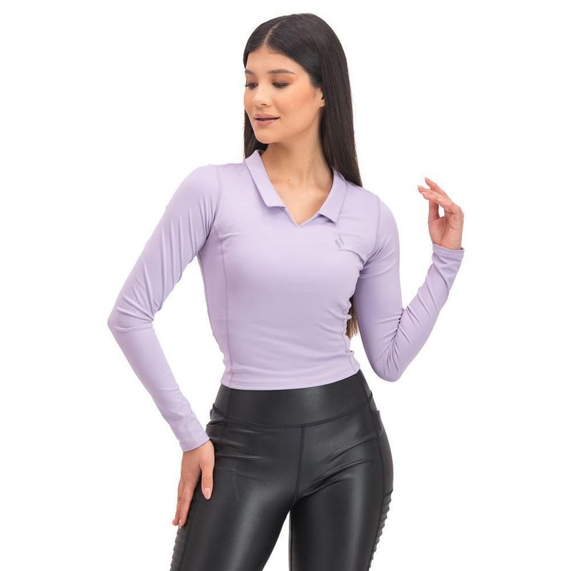 Playera manga larga skechers sport training lila para mujer awy022lil