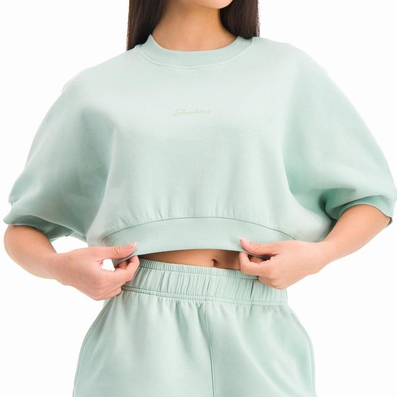 Playera skechers crop oversize verde para mujer awx075ltgr