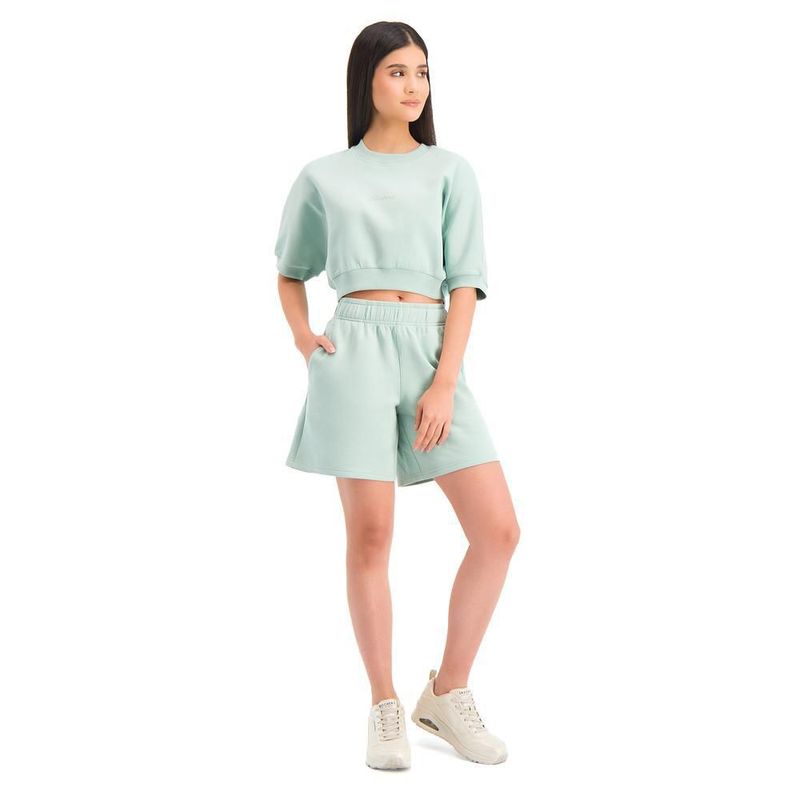Playera skechers crop oversize verde para mujer awx075ltgr