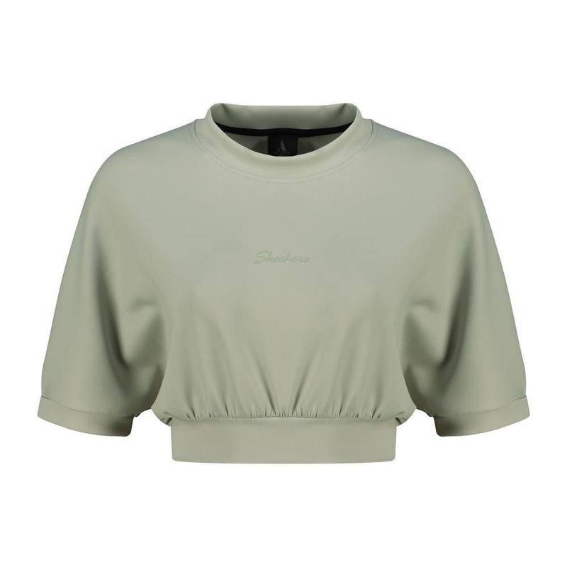 Playera skechers crop oversize verde para mujer awx075ltgr