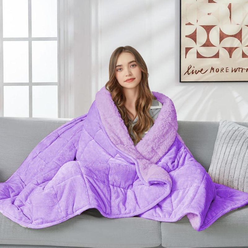 Manta con peso yescool 68 kg 152 × 203 cm Lavanda lavable a máquina