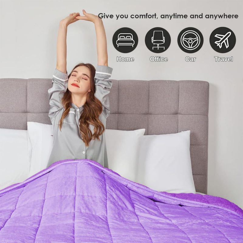 Manta con peso yescool 68 kg 152 × 203 cm Lavanda lavable a máquina