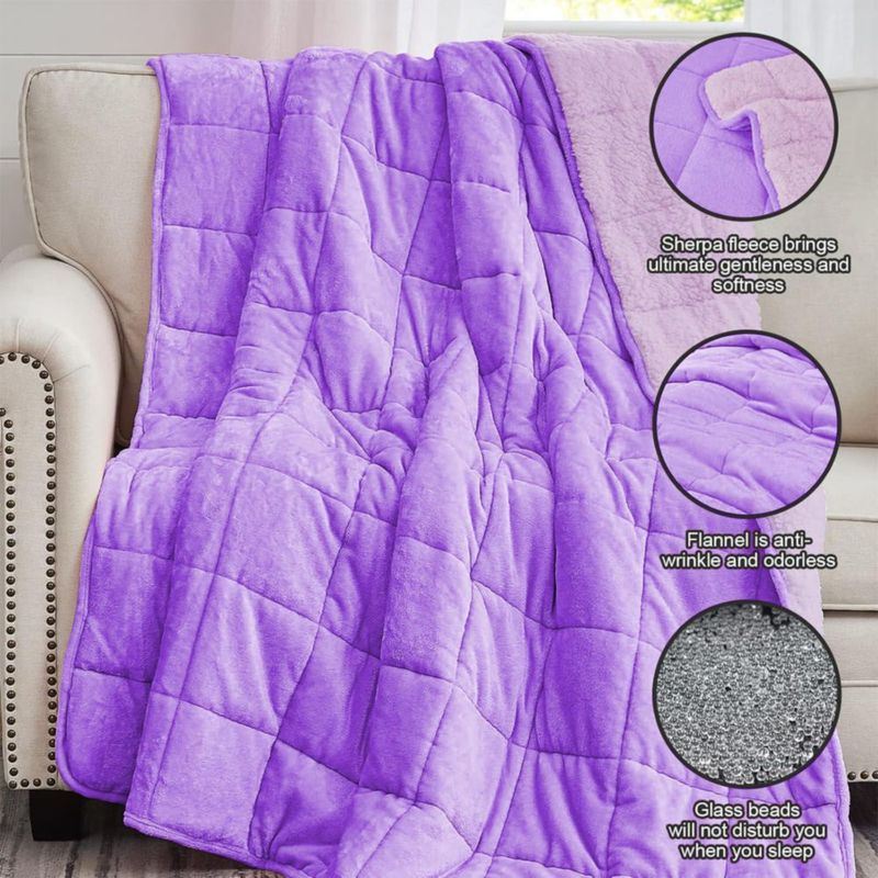 Manta con peso yescool 68 kg 152 × 203 cm Lavanda lavable a máquina