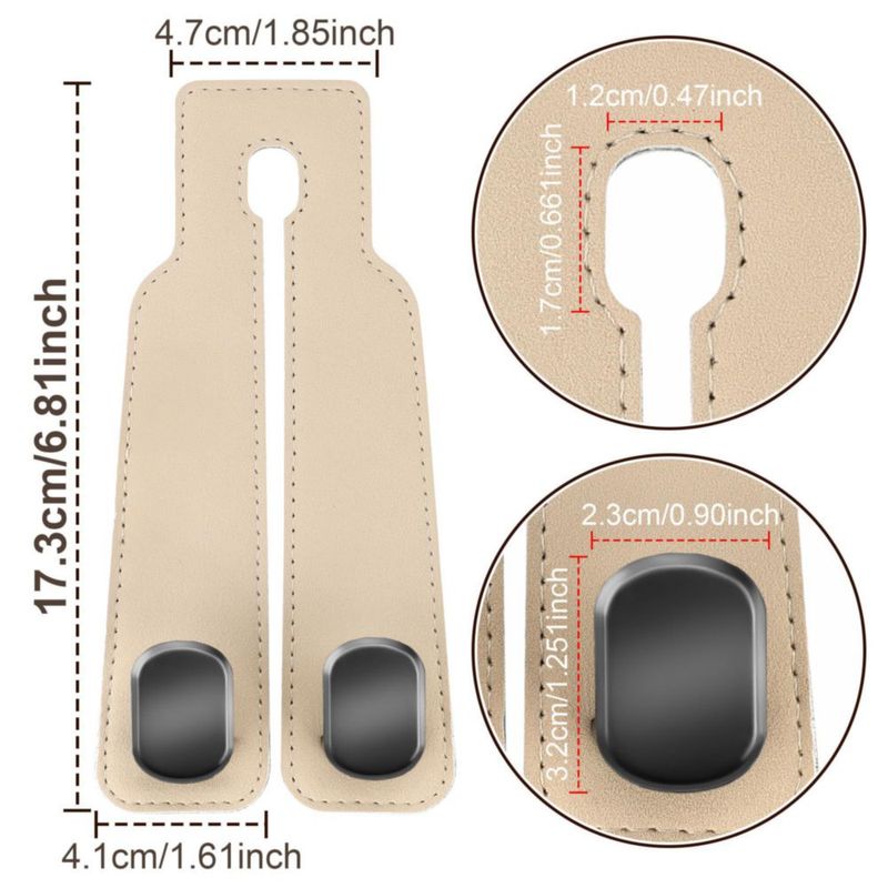 Gancho para reposacabezas de auto Amelity paquete de 4 color beige