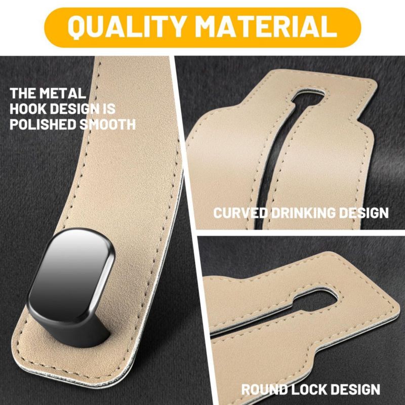Gancho para reposacabezas de auto Amelity paquete de 4 color beige